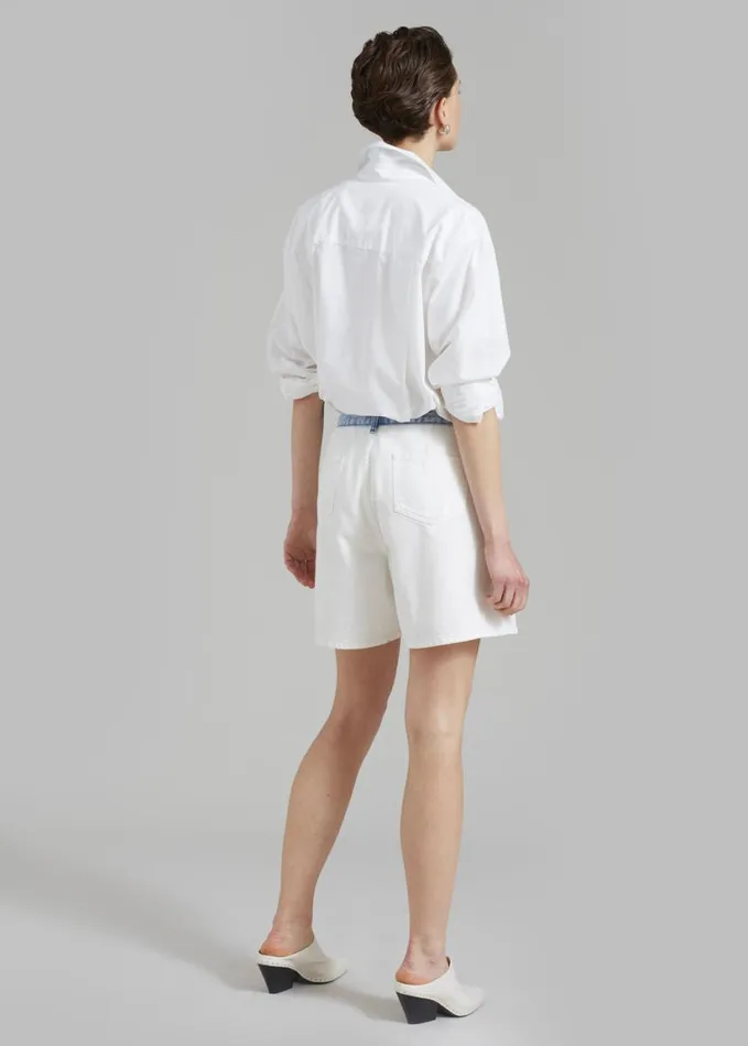 Clothing Women The Frankie Shop Hayla Contrast Denim Shorts 8211 Off WhiteBlue
