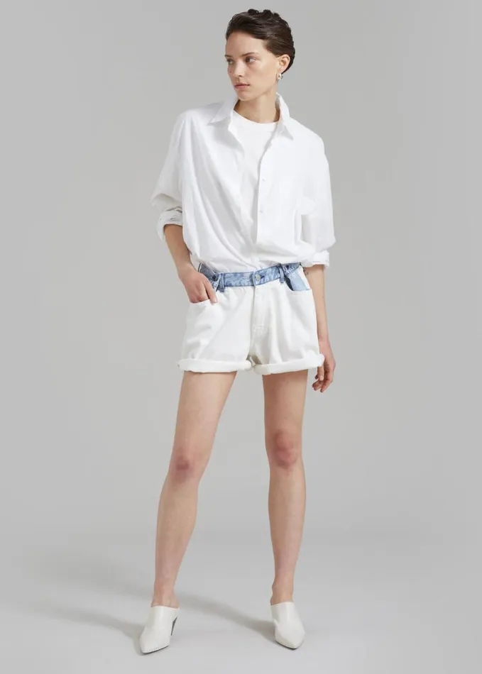 Clothing Women The Frankie Shop Hayla Contrast Denim Shorts 8211 Off WhiteBlue
