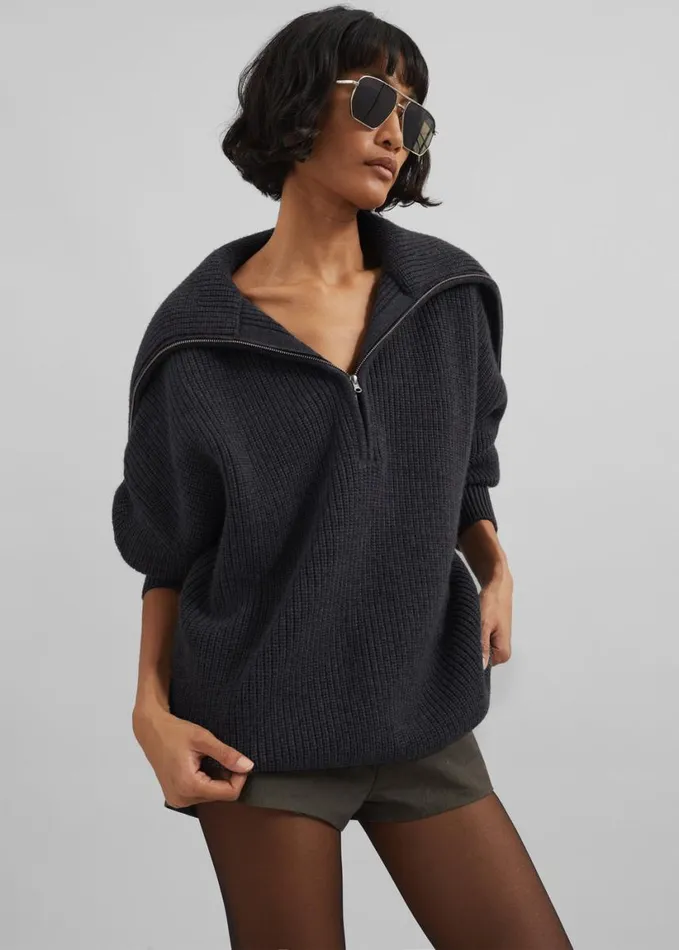 Clothing Women The Frankie Shop Hazel Oversized Wool Jumper 8211 Dark Grey