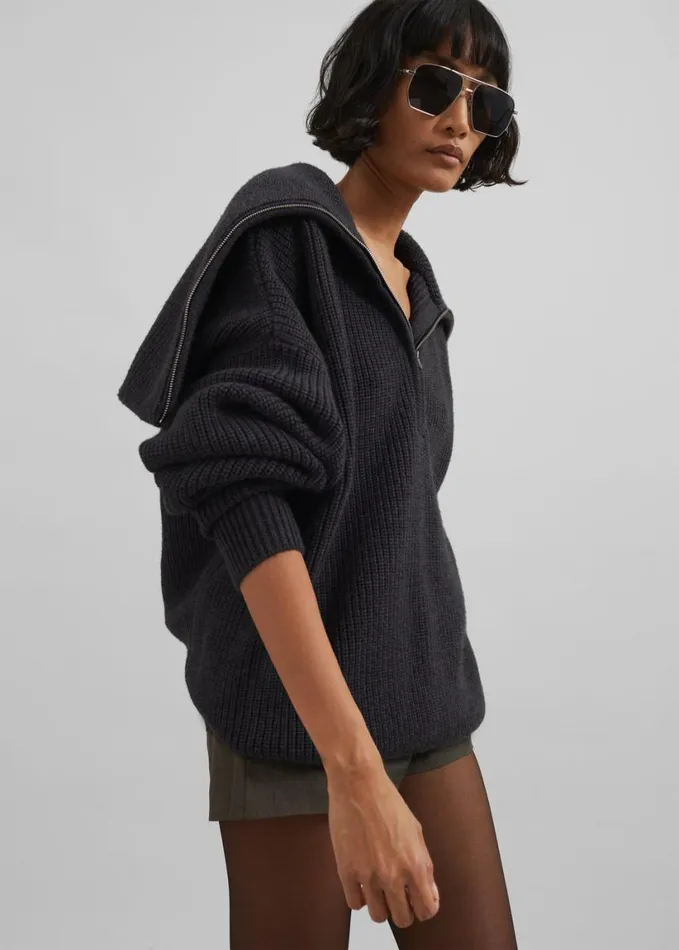 Clothing Women The Frankie Shop Hazel Oversized Wool Jumper 8211 Dark Grey