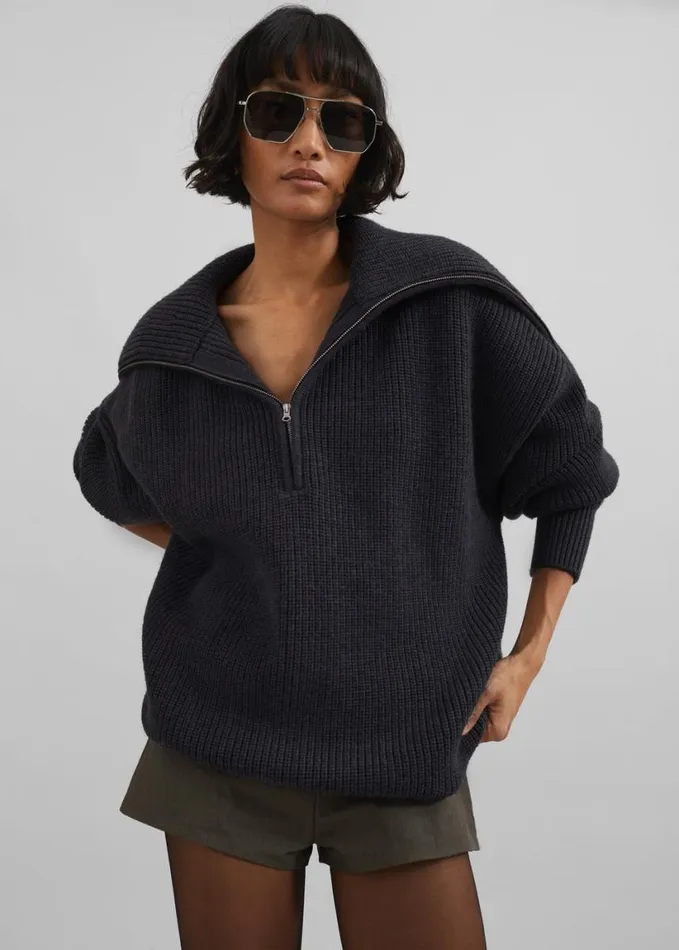Clothing Women The Frankie Shop Hazel Oversized Wool Jumper 8211 Dark Grey