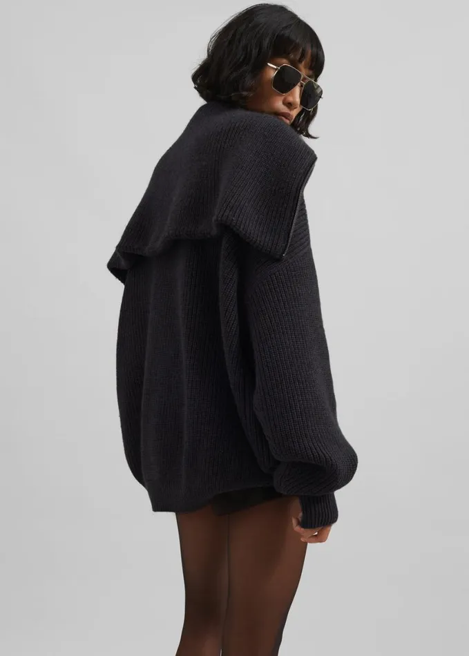 Clothing Women The Frankie Shop Hazel Oversized Wool Jumper 8211 Dark Grey