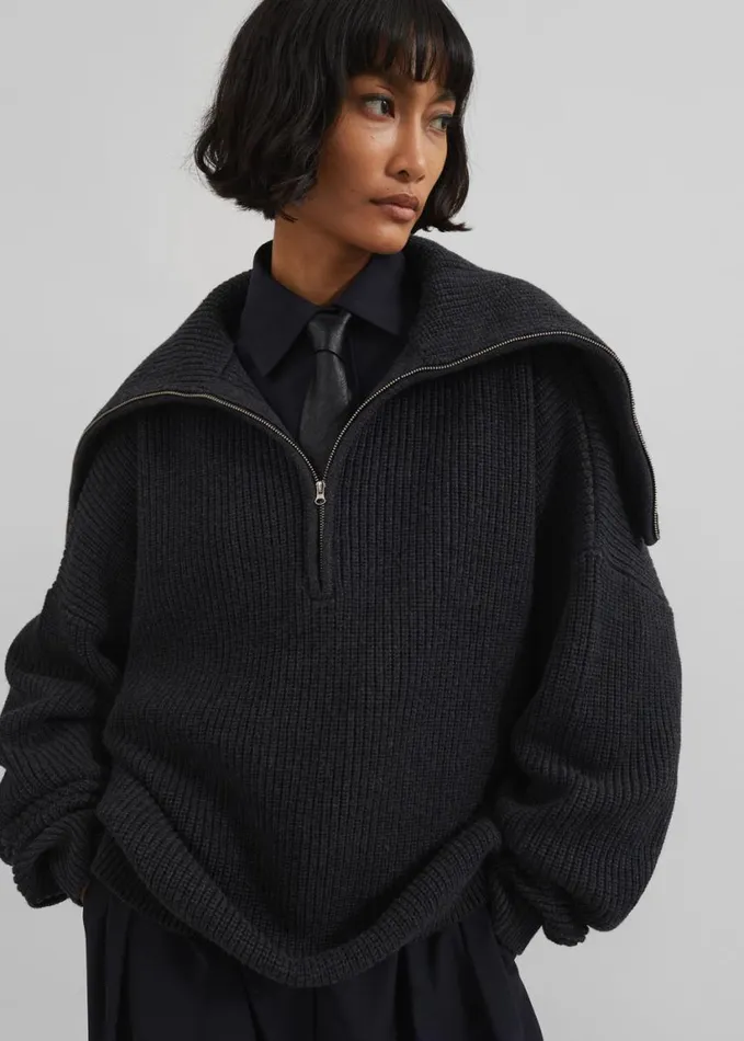 Clothing Women The Frankie Shop Hazel Oversized Wool Jumper 8211 Dark Grey