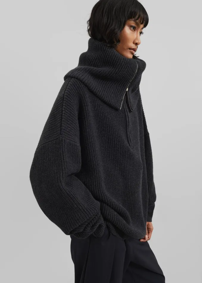 Clothing Women The Frankie Shop Hazel Oversized Wool Jumper 8211 Dark Grey