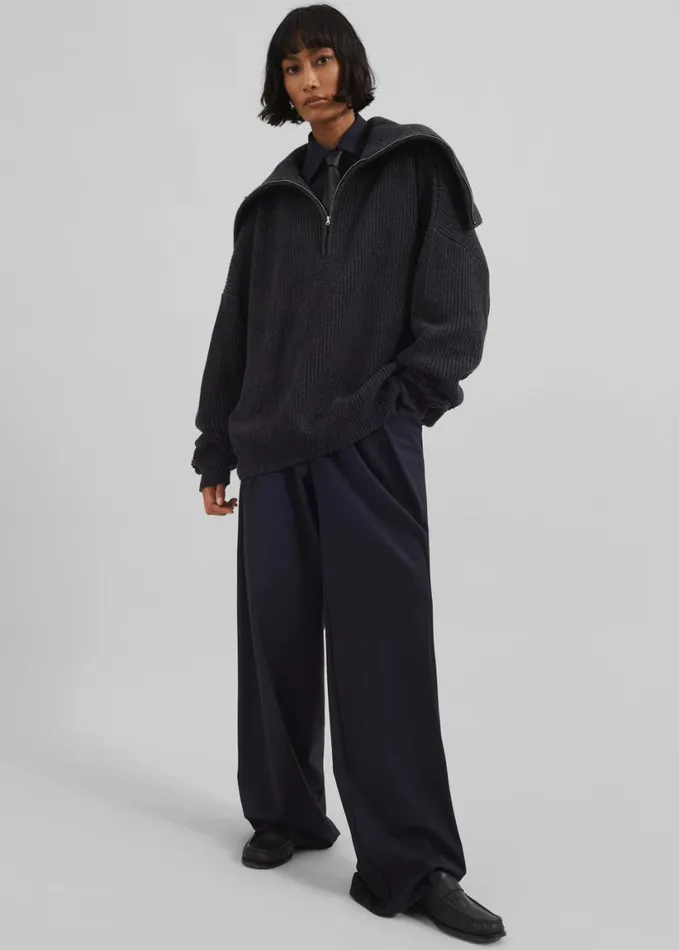 Clothing Women The Frankie Shop Hazel Oversized Wool Jumper 8211 Dark Grey
