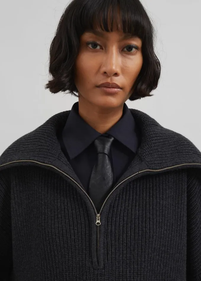 Clothing Women The Frankie Shop Hazel Oversized Wool Jumper 8211 Dark Grey