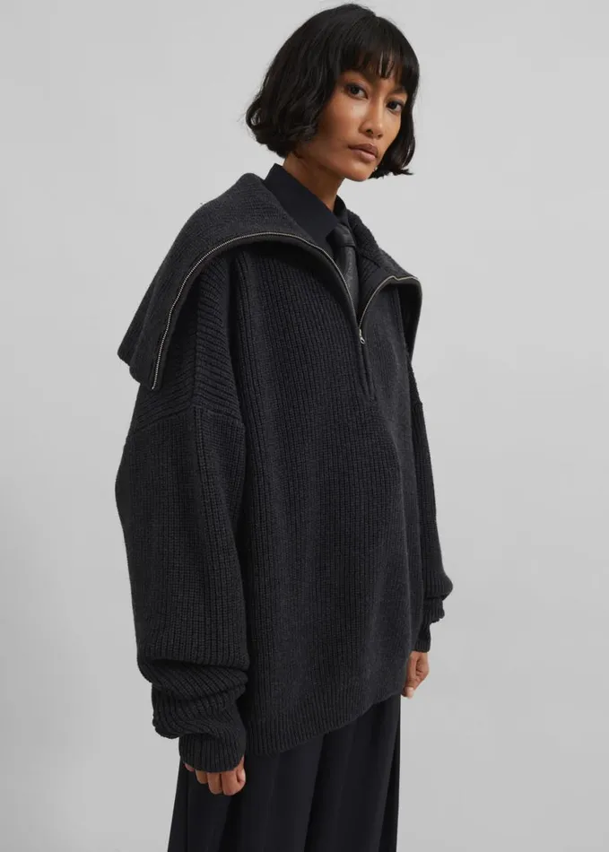 Clothing Women The Frankie Shop Hazel Oversized Wool Jumper 8211 Dark Grey
