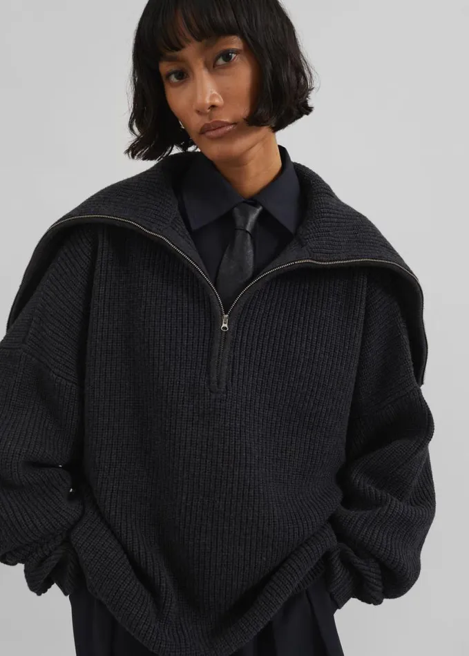Clothing Women The Frankie Shop Hazel Oversized Wool Jumper 8211 Dark Grey