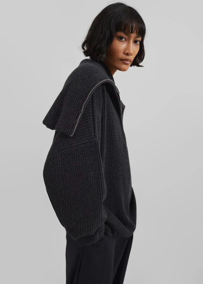 Clothing Women The Frankie Shop Hazel Oversized Wool Jumper 8211 Dark Grey