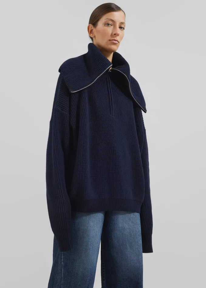 Clothing Women The Frankie Shop Hazel Oversized Wool Jumper 8211 Dark Navy