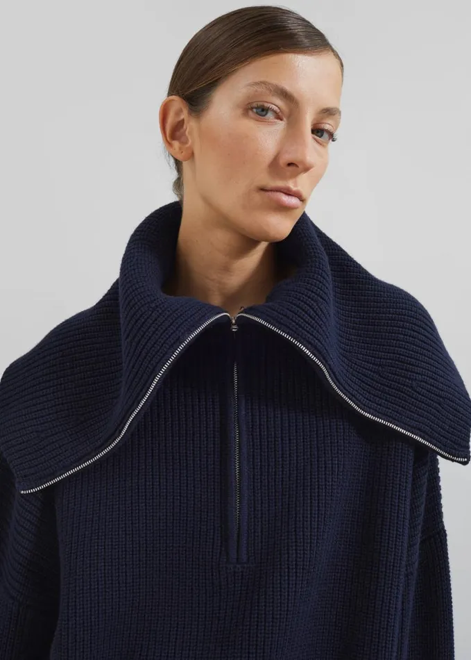 Clothing Women The Frankie Shop Hazel Oversized Wool Jumper 8211 Dark Navy