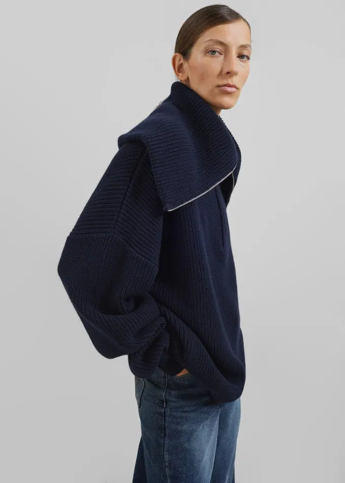 Clothing Women The Frankie Shop Hazel Oversized Wool Jumper 8211 Dark Navy