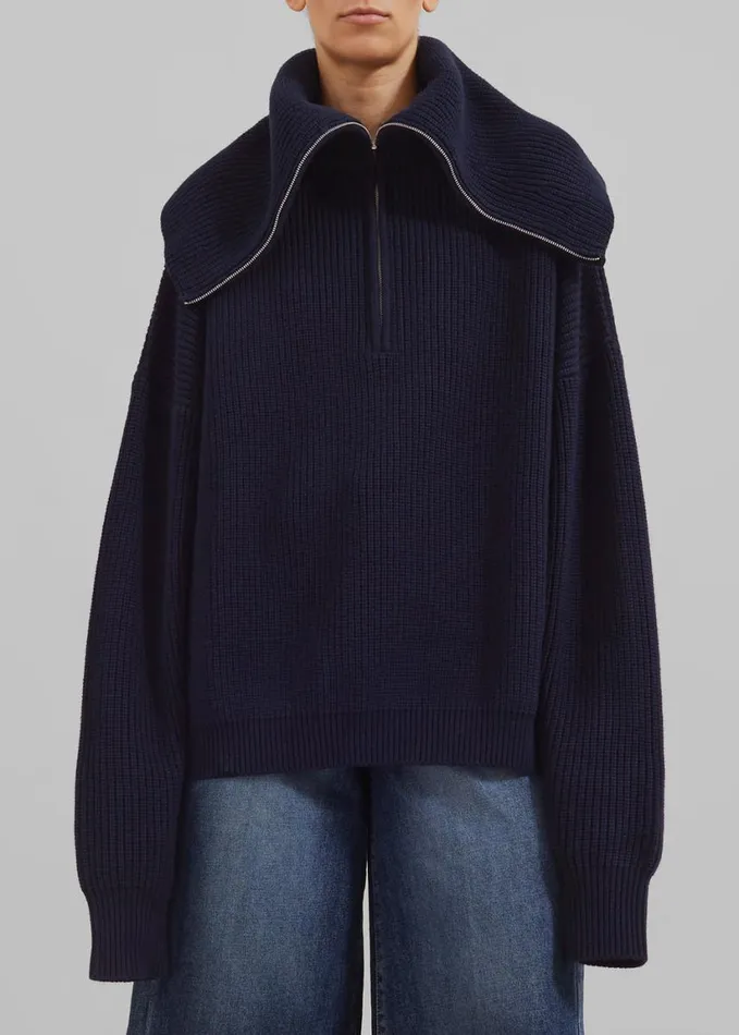 Clothing Women The Frankie Shop Hazel Oversized Wool Jumper 8211 Dark Navy