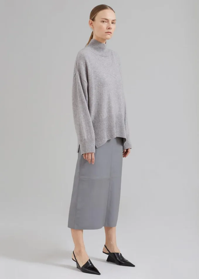 Clothing Women The Frankie Shop Heather Leather Pencil Skirt 8211 Grey