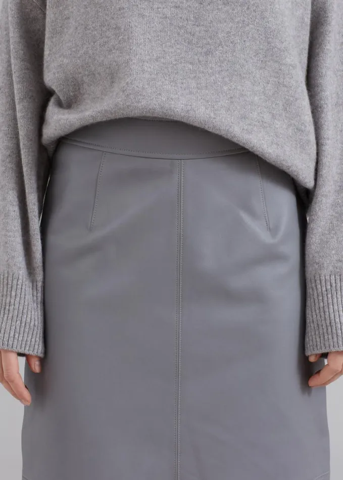Clothing Women The Frankie Shop Heather Leather Pencil Skirt 8211 Grey
