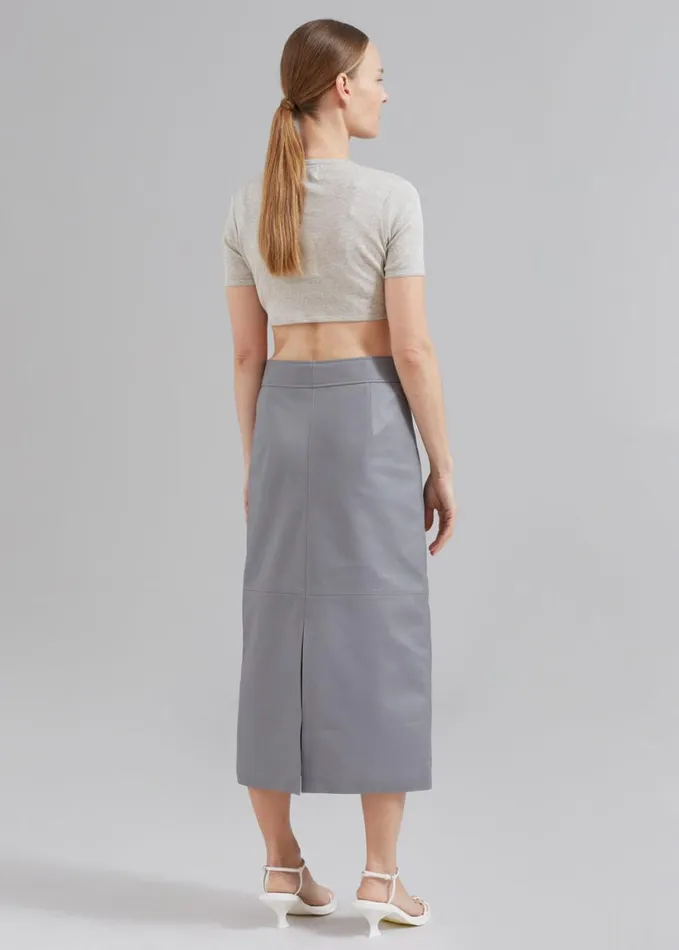 Clothing Women The Frankie Shop Heather Leather Pencil Skirt 8211 Grey