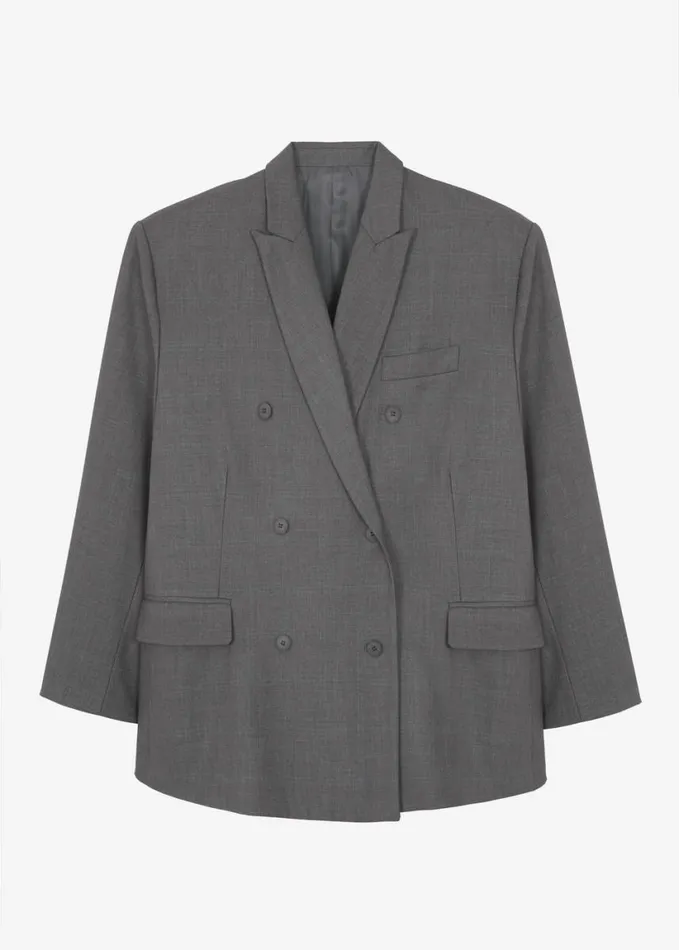 Clothing Women The Frankie Shop Ivey Double Breasted Blazer 8211 Grey Melange