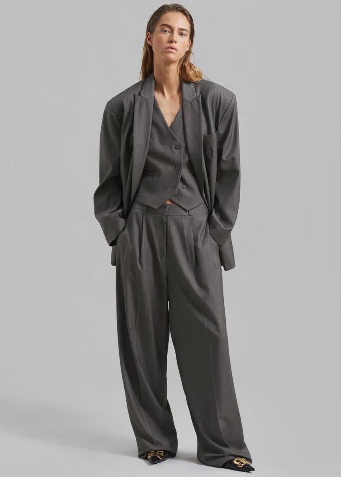Clothing Women The Frankie Shop Ivey Double Breasted Blazer 8211 Grey Melange