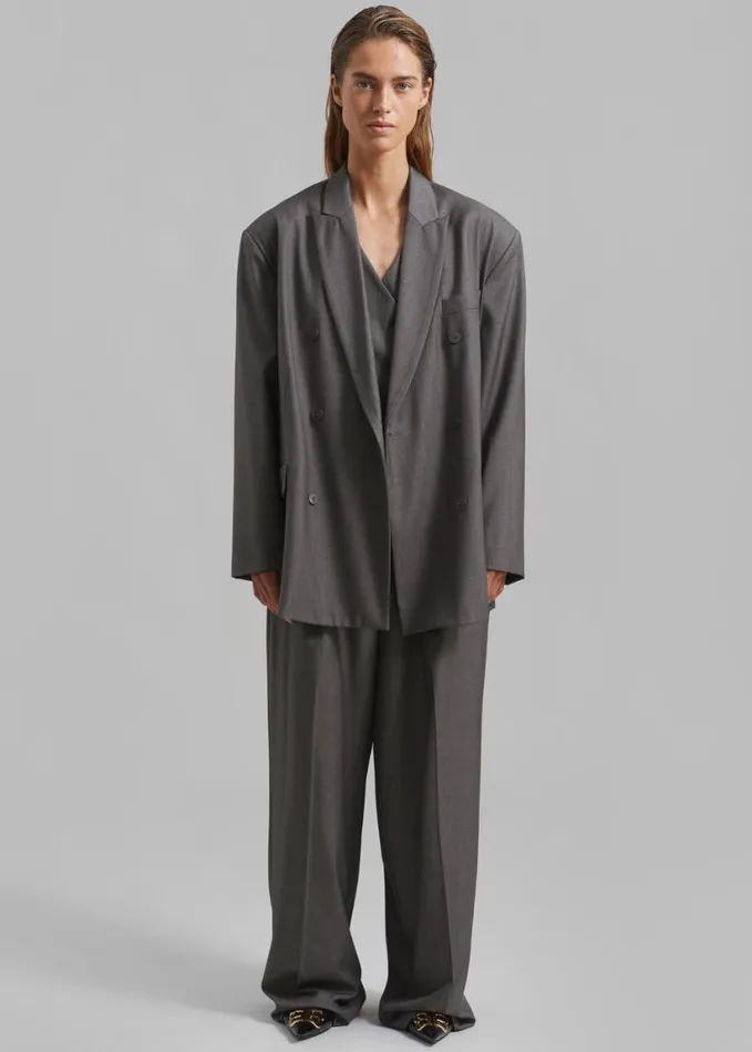 Clothing Women The Frankie Shop Ivey Double Breasted Blazer 8211 Grey Melange