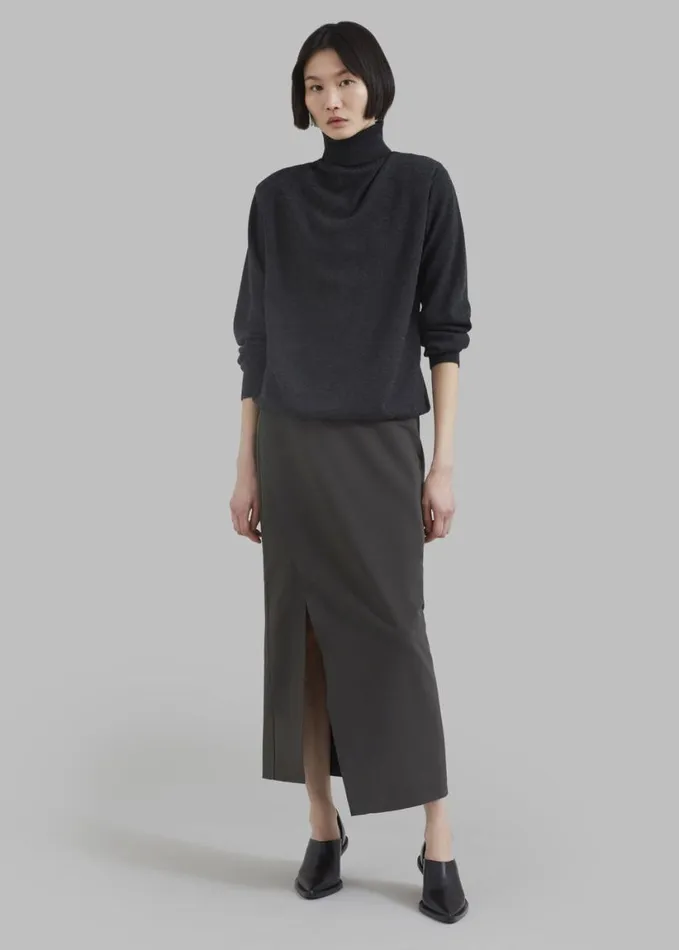 Clothing Women The Frankie Shop Joy Side Slit Midi Skirt 8211 Charcoal