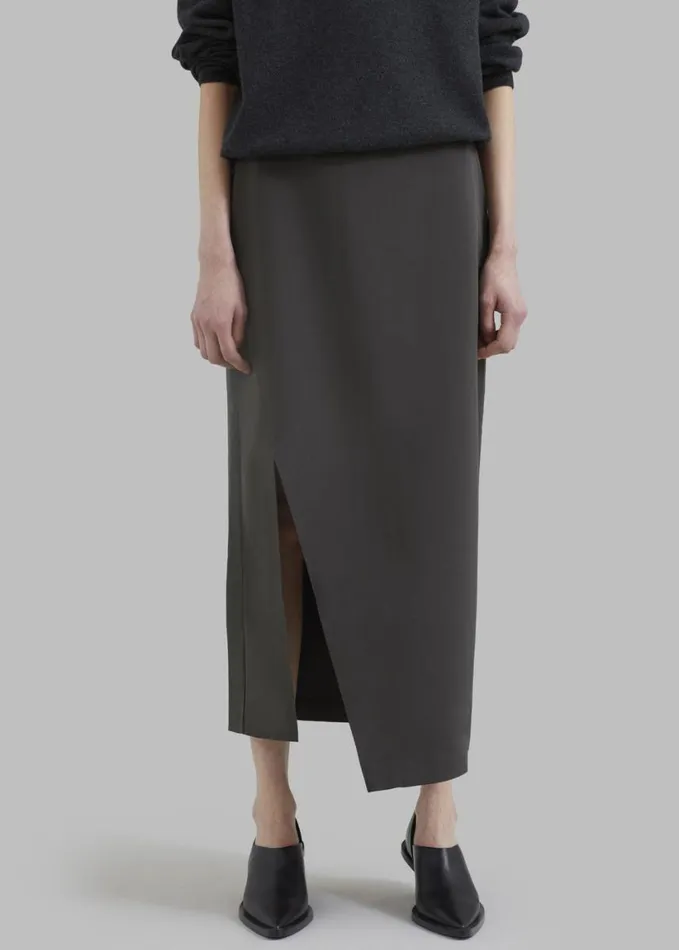 Clothing Women The Frankie Shop Joy Side Slit Midi Skirt 8211 Charcoal