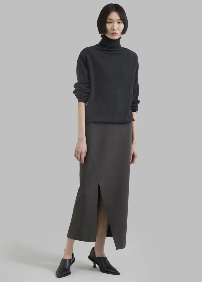 Clothing Women The Frankie Shop Joy Side Slit Midi Skirt 8211 Charcoal