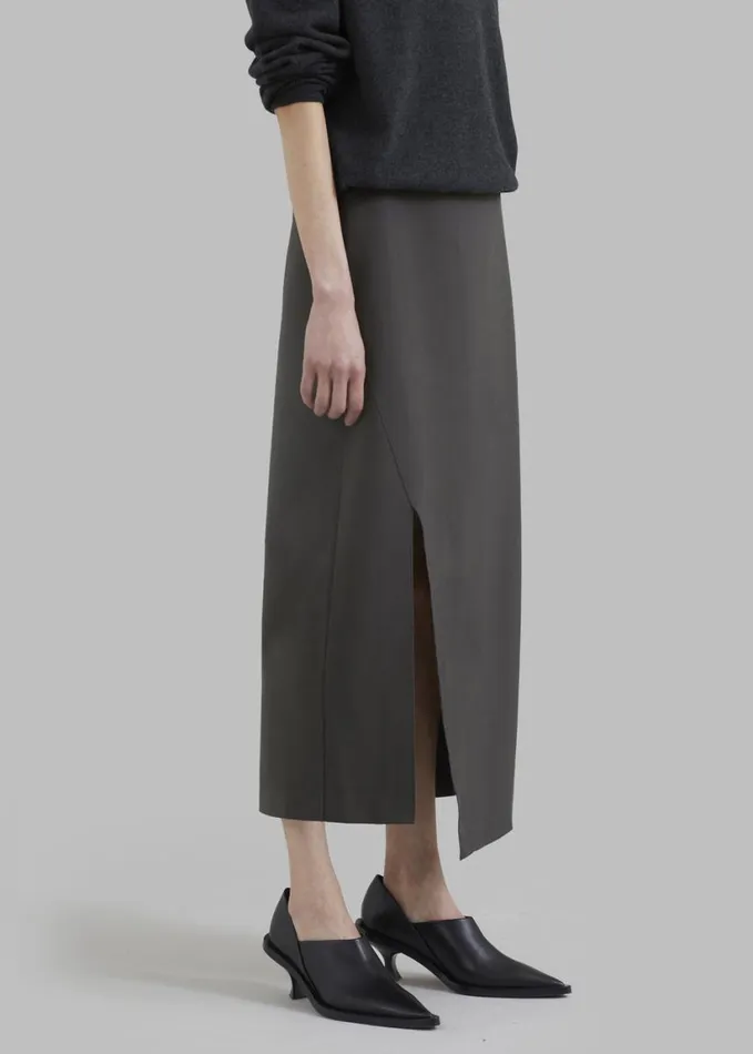 Clothing Women The Frankie Shop Joy Side Slit Midi Skirt 8211 Charcoal