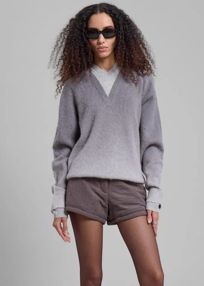 Clothing Women The Frankie Shop JW Anderson VNeck Gradient Jumper 8211 Dark Grey