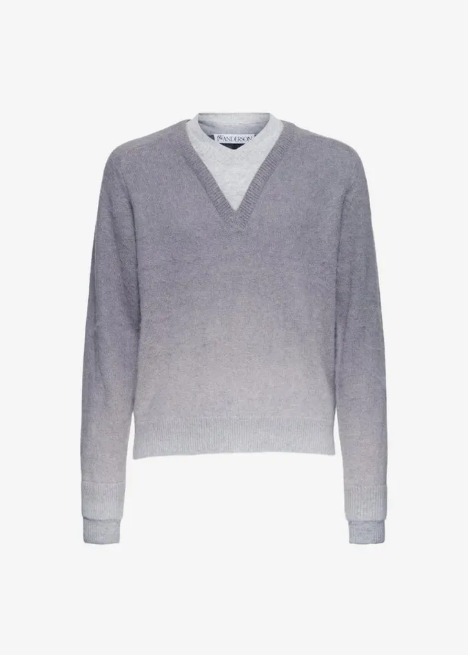 Clothing Women The Frankie Shop JW Anderson VNeck Gradient Jumper 8211 Dark Grey