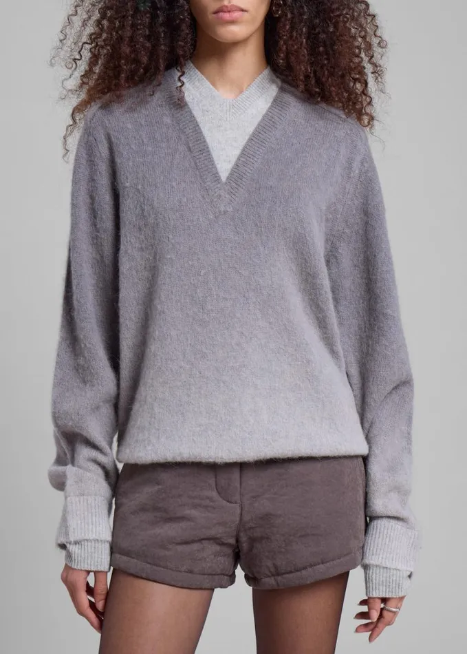 Clothing Women The Frankie Shop JW Anderson VNeck Gradient Jumper 8211 Dark Grey