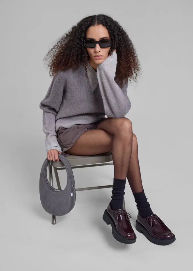 Clothing Women The Frankie Shop JW Anderson VNeck Gradient Jumper 8211 Dark Grey