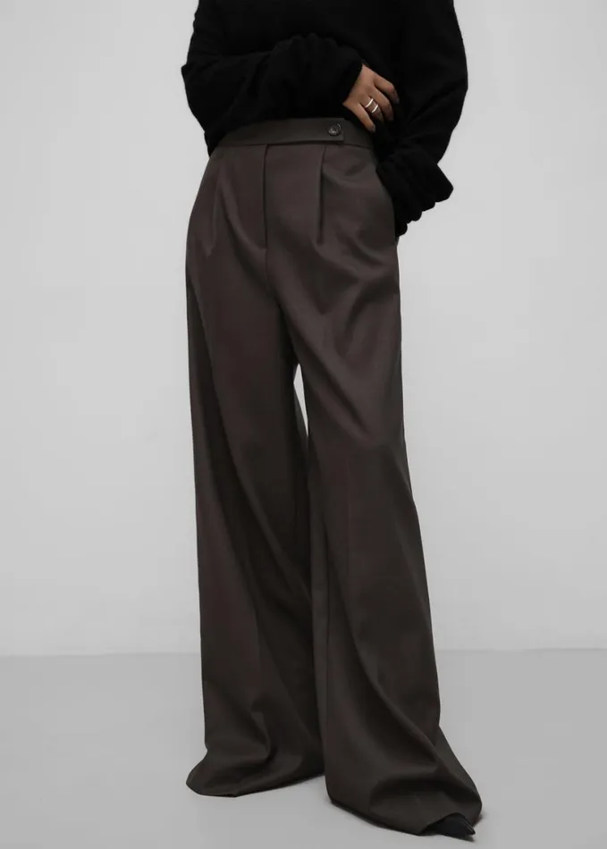 Clothing Women The Frankie Shop Kamila Wide Leg Trousers 8211 Brown