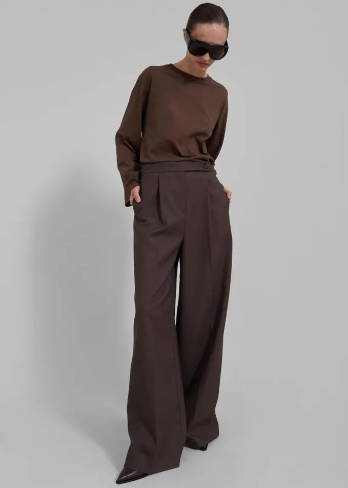 Clothing Women The Frankie Shop Kamila Wide Leg Trousers 8211 Brown