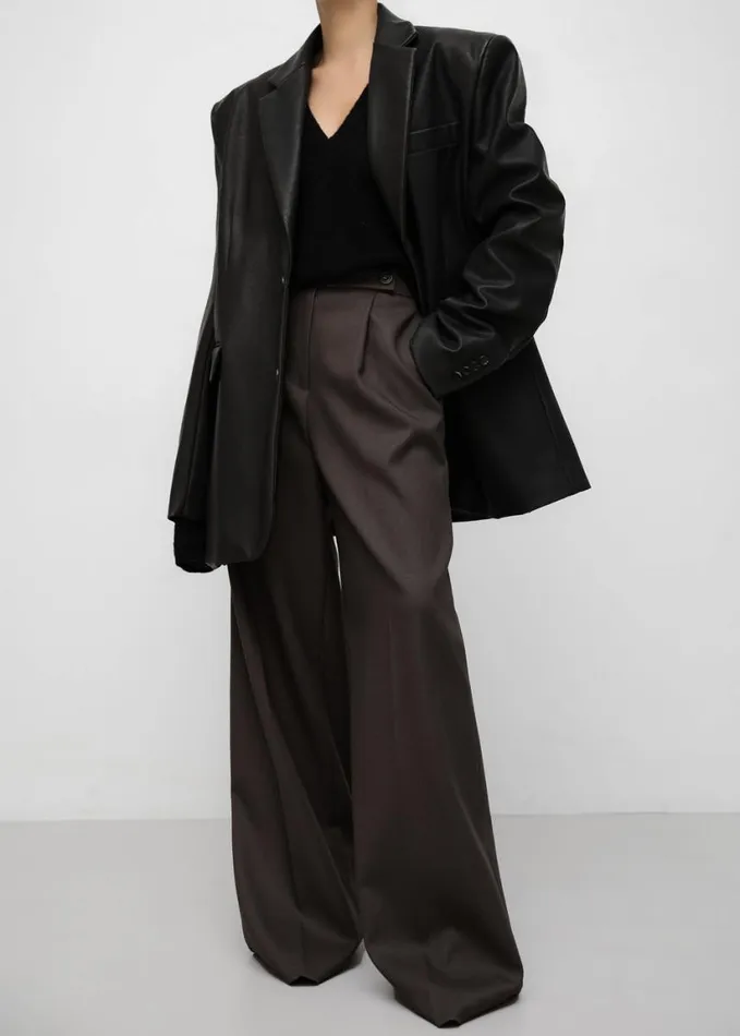 Clothing Women The Frankie Shop Kamila Wide Leg Trousers 8211 Brown