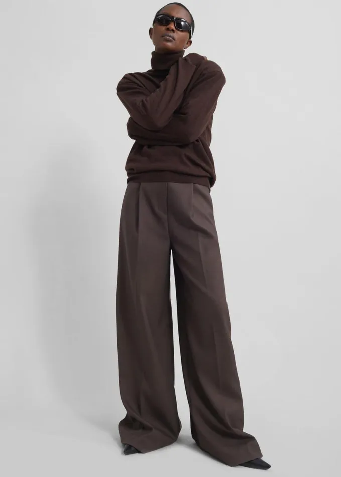 Clothing Women The Frankie Shop Kamila Wide Leg Trousers 8211 Brown