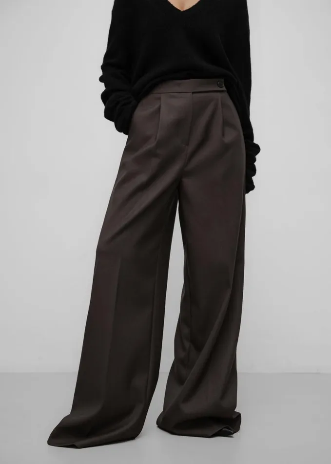 Clothing Women The Frankie Shop Kamila Wide Leg Trousers 8211 Brown