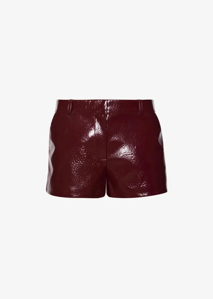 Clothing Women The Frankie Shop Kate Crackled Faux Leather Mini Shorts 8211 Burgundy