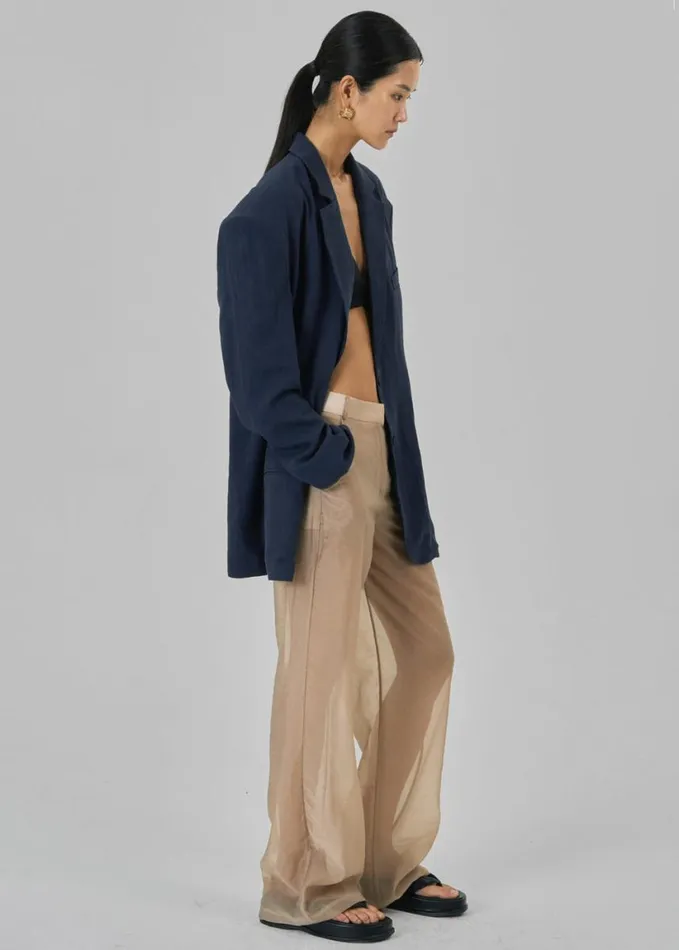 Clothing Women The Frankie Shop Keenan Linen Oversized Blazer 8211 Navy