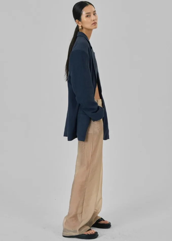Clothing Women The Frankie Shop Keenan Linen Oversized Blazer 8211 Navy