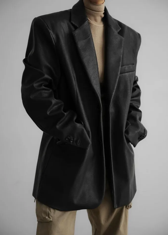 Clothing Women The Frankie Shop Kelso Faux Leather Blazer 8211 Black