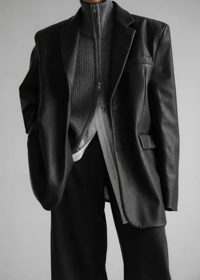 Clothing Women The Frankie Shop Kelso Faux Leather Blazer 8211 Black