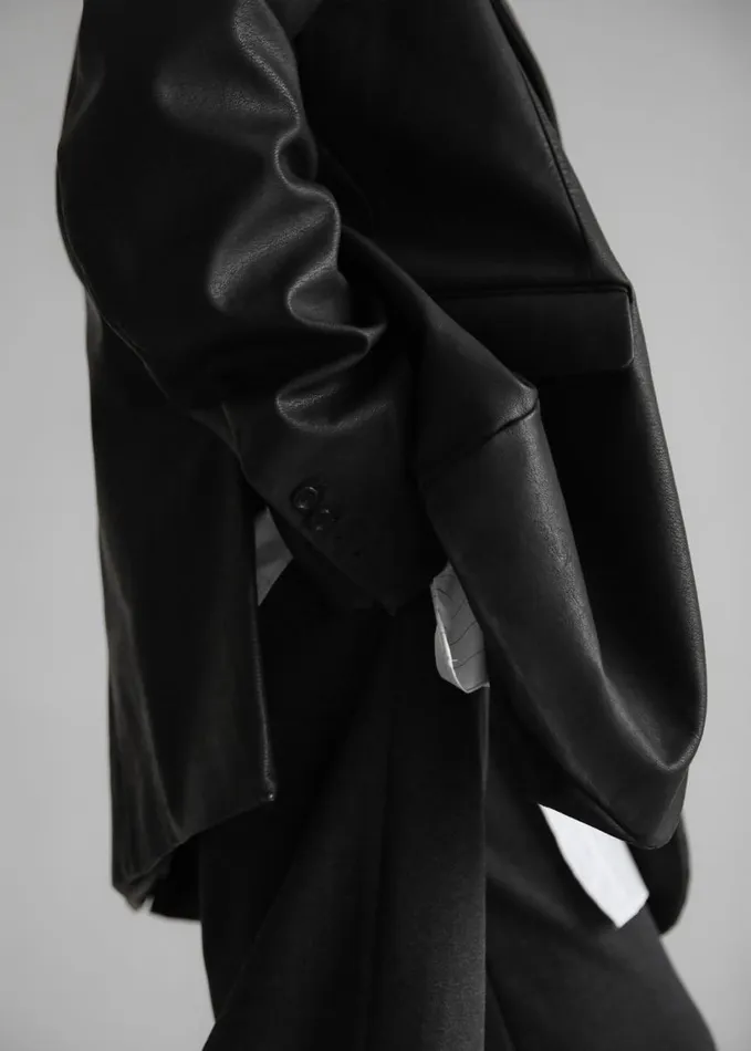 Clothing Women The Frankie Shop Kelso Faux Leather Blazer 8211 Black