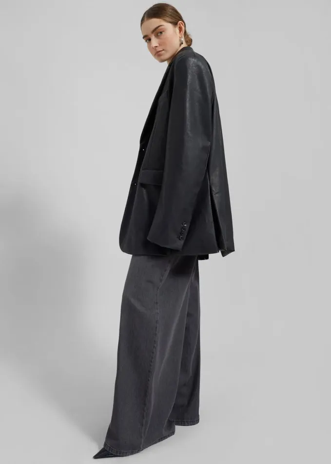 Clothing Women The Frankie Shop Kelso Faux Leather Blazer 8211 Black