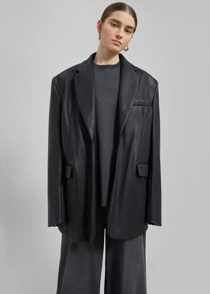 Clothing Women The Frankie Shop Kelso Faux Leather Blazer 8211 Black