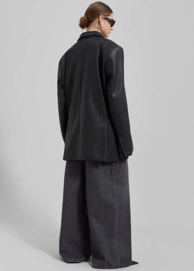Clothing Women The Frankie Shop Kelso Faux Leather Blazer 8211 Black