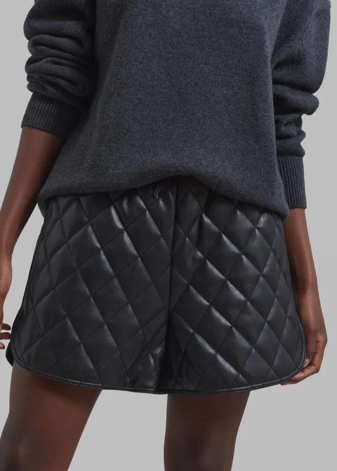 Clothing Women The Frankie Shop Kingston Faux Leather Quilted Shorts 8211 Black