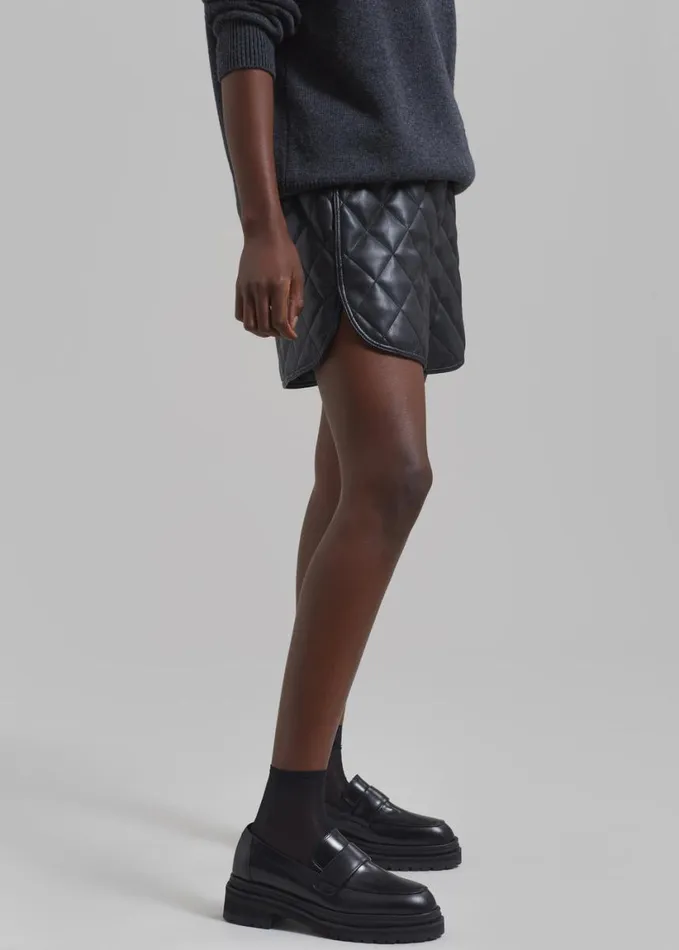 Clothing Women The Frankie Shop Kingston Faux Leather Quilted Shorts 8211 Black