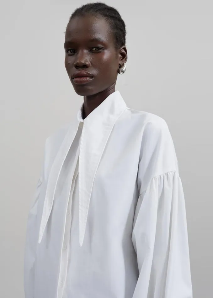Clothing Women The Frankie Shop Klara Long Collar Shirt 8211 White