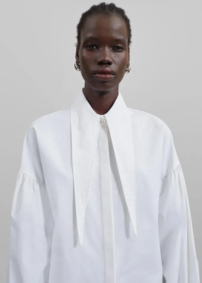 Clothing Women The Frankie Shop Klara Long Collar Shirt 8211 White