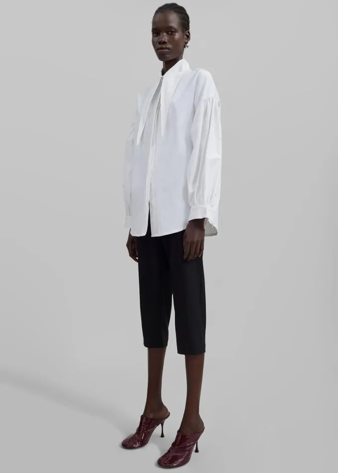 Clothing Women The Frankie Shop Klara Long Collar Shirt 8211 White